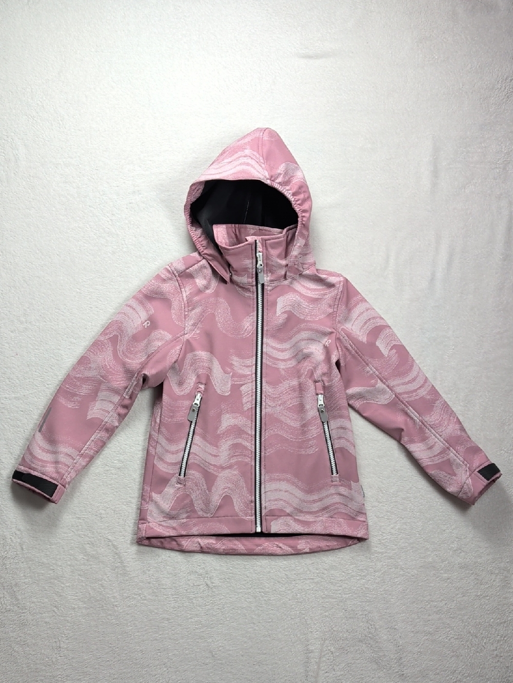 Reima Girls Softshell Jacket Pink Patterned Water Resistant Fleece Lined, 8EU
